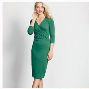 Boden Womens Green Faux Wrap Dress Fitted SZ.12